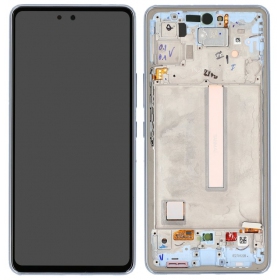 Ekranas Samsung A536 A53 5G 2022 su lietimui jautriu stikliuku y rėmeliu Awesome Blue OLED (real size)