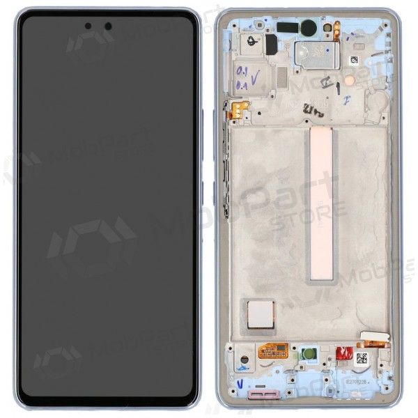 Ekranas Samsung A536 A53 5G 2022 su lietimui jautriu stikliuku y rėmeliu Awesome Blue OLED (real size)