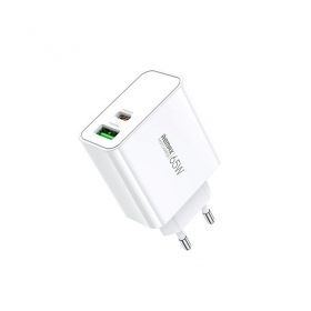 Cargador Remax RP-U125 65W GaN USB-C/USB-A blanco