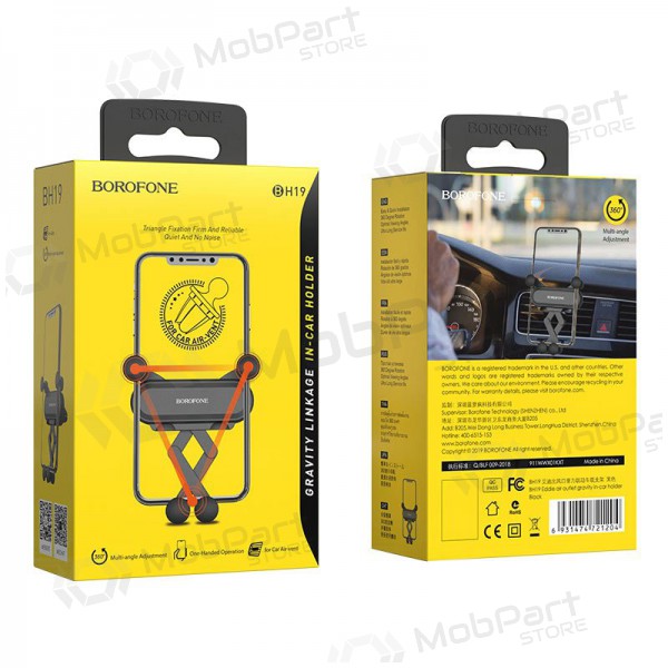 Automobilinis Universal telefono laikiklis Borofone BH19 mounted on ventilation grilles, negro