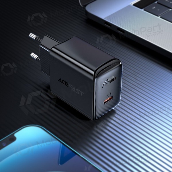 Cargador buitinis Acefast A21 30W GaN USB-C negro