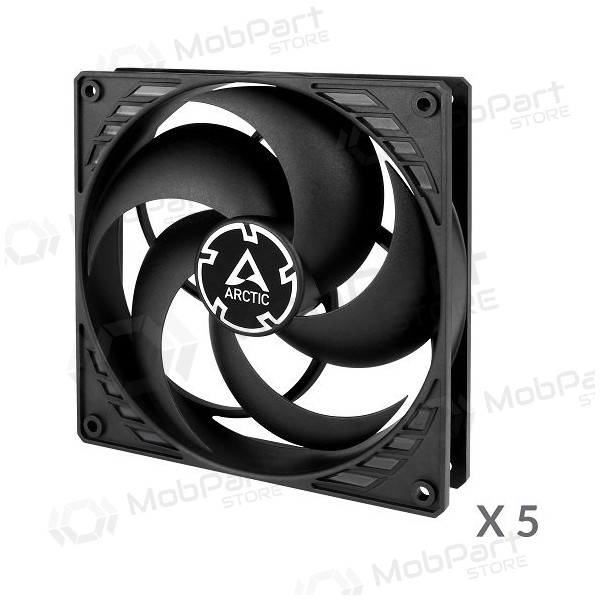 ARCTIC P14 korpuso ventiliatoriai, 3-pin, 140mm, juodi, 5 piezas.