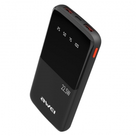 Batería externa Power Bank Awei P10K 22.5W 10000mAh negro