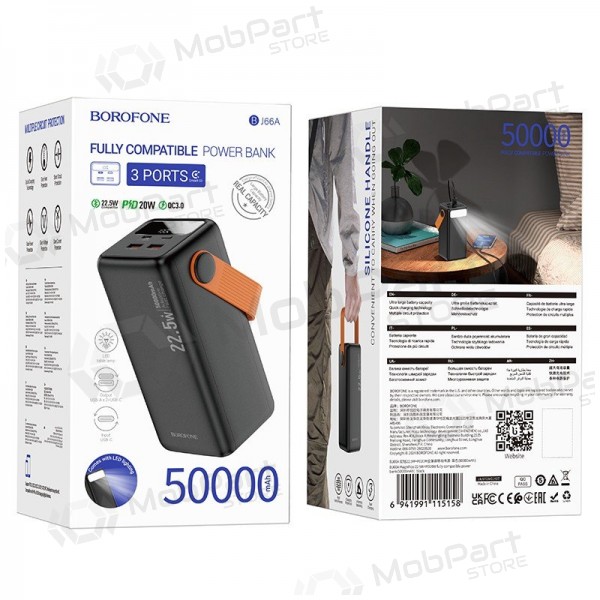 Batería externa Power Bank Borofone BJ66A 22.5W+PD20W 50000mAh negro