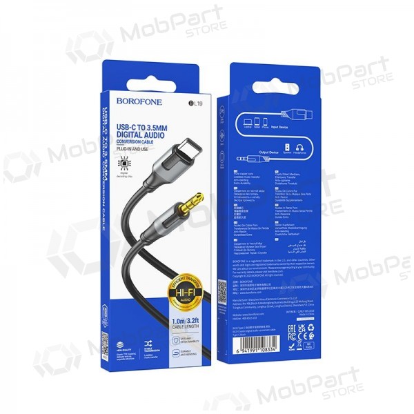 Audio cable Borofone BL19 USB-C to 3,5mm negro