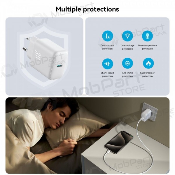 Cargador Joyroom JR-TCF24 USB-C PD30W + USB-C to USB-C cable 1.0m blanco