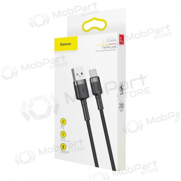 Cable USB Baseus Cafule Tipo C 2m 2A (gris-negro) CATKLF-CG1