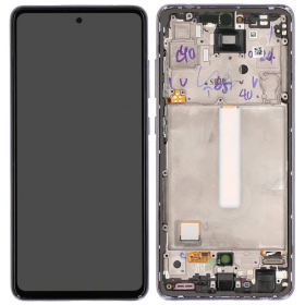 Ekranas Samsung A525/A526 A52 4G/5G 2021 su lietimui jautriu stikliuku y rėmeliu Awesome Violet OLED (real size)
