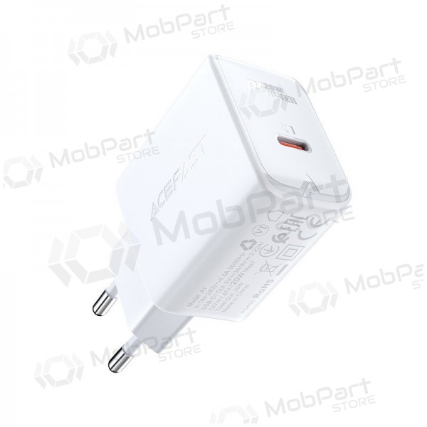 Cargador buitinis Acefast A1 PD20W USB-C blanco