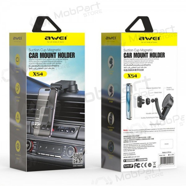 Soporte para teléfono de coche Awei X54 Magnetic (dashboard/windshield) negro