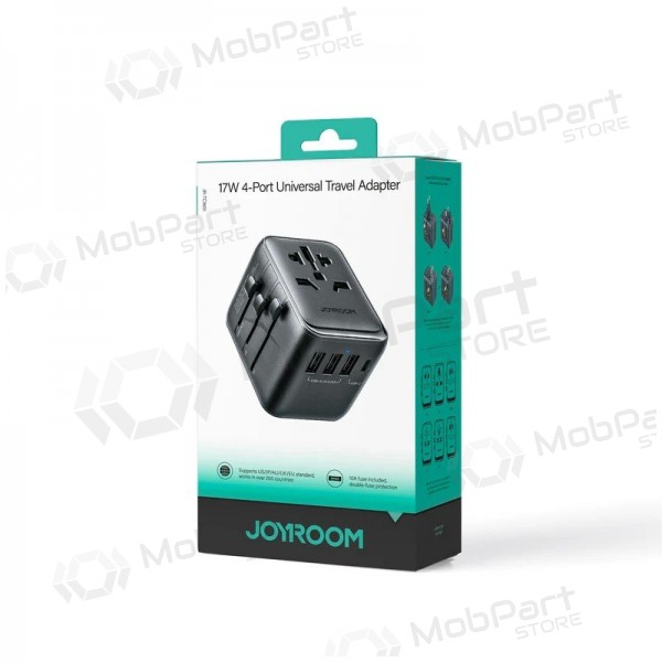 Universal kelioninis cargador Joyroom JR-TCW01 3xUSB-A/USB-C negro