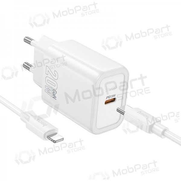 Cargador Hoco N60 20W GaN USB-C + USB-C to Lightning cable 1.0m blanco