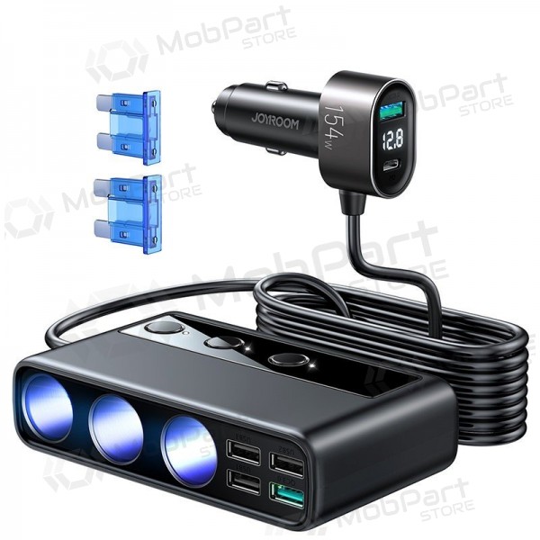 Cargador automobilinis Joyroom 9in1 154W 3x12V, PD USB Type-C, QC3.0 USB-A, 4xUSB-A JR-CL06