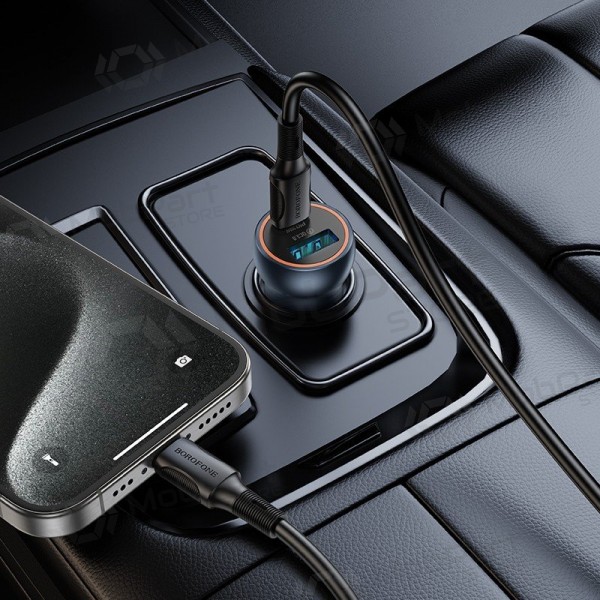 Cargador de coche Borofone BZ32A USB-C/USB-A 30W gris