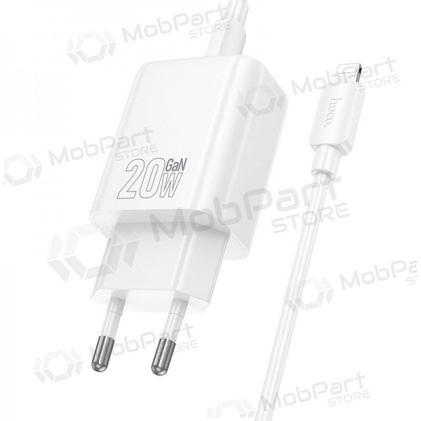 Cargador Hoco N60 20W GaN USB-C + USB-C to Lightning cable 1.0m blanco