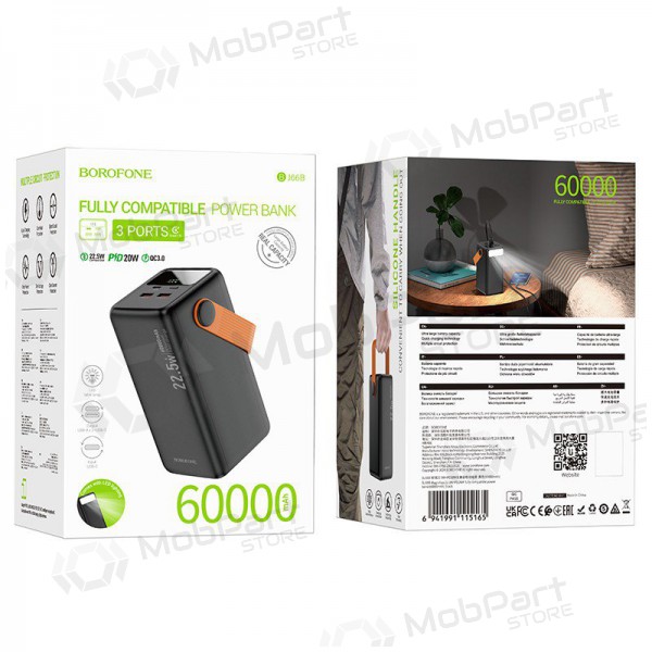 Batería externa Power Bank Borofone BJ66B 22.5W+PD20W 60000mAh negro