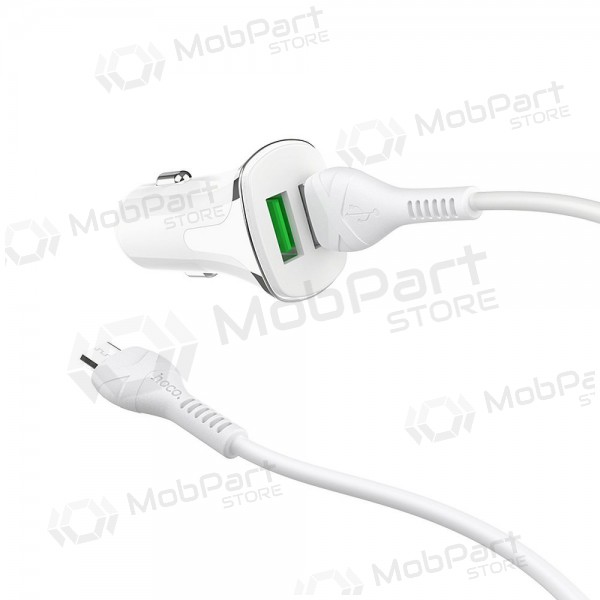 Cargador automobilinis Hoco Z31 Quick Charge 3.0 (3.4A) x 2 USB + microUSB (blanco)