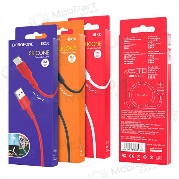 USB cable Borofone BX30 Type-C 1.0m (blanco)