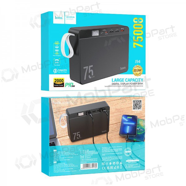 Batería externa Power Bank Hoco J94 Overlord 22.5W 75000mAh negro