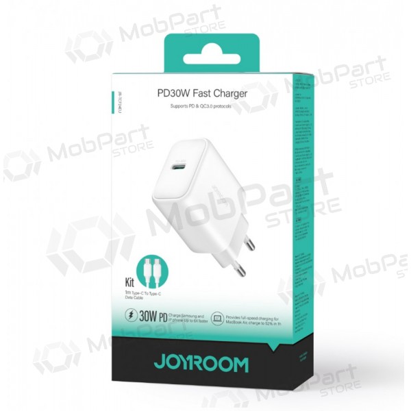 Cargador Joyroom JR-TCF24 USB-C PD30W + USB-C to USB-C cable 1.0m blanco