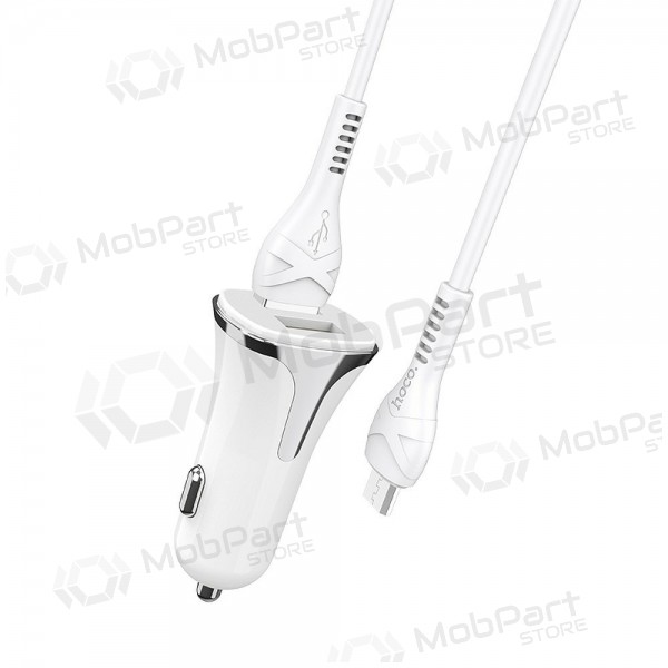 Cargador automobilinis Hoco Z31 Quick Charge 3.0 (3.4A) x 2 USB + microUSB (blanco)