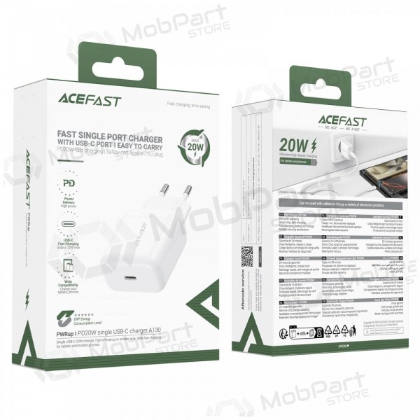 Cargador Acefast A130 20W USB-C blanco