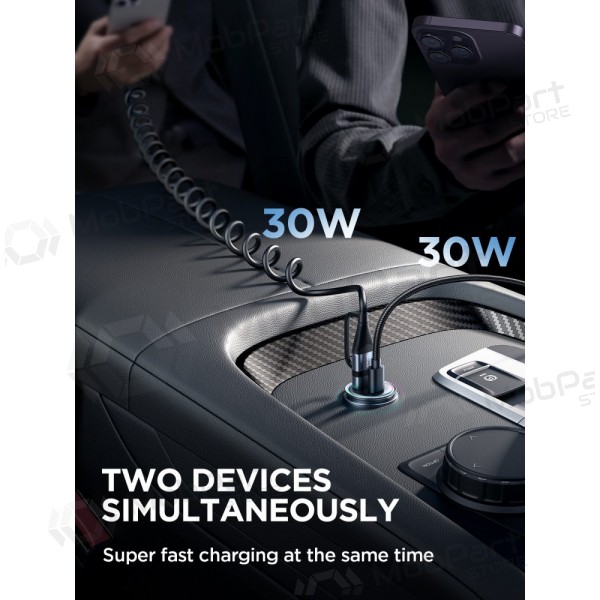 Cargador automobilinis Joyroom JR-CCN04 USB-C/USB-A 60W negro
