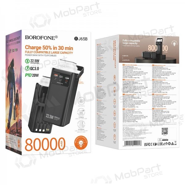 Batería externa Power Bank Borofone BJ65B 22.5W 80000mAh negro
