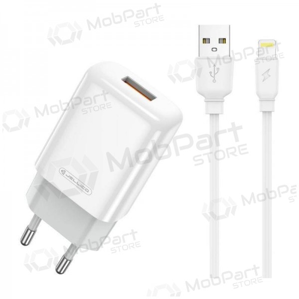 Cargador buitinis Jellico EU01 2.4A USB + Lightning blanco