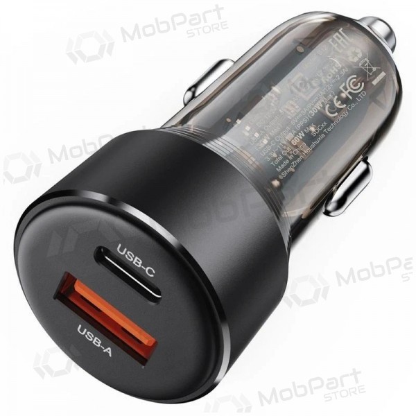 Cargador de coche Acefast B12 60W USB-C/USB-A negro